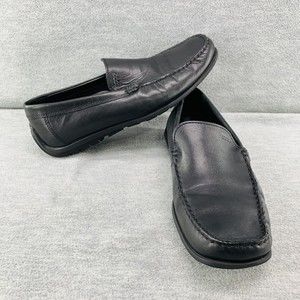 ECCO 35597 - Men's Size 11 Black Leather Slip On Moccasin Driving Loafers  B12